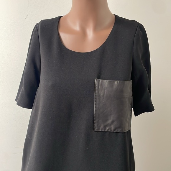 Rag & and Bone Shortsleeve Shirt Dress Black Leather Pocket Oversized XS - Picture 8 of 12